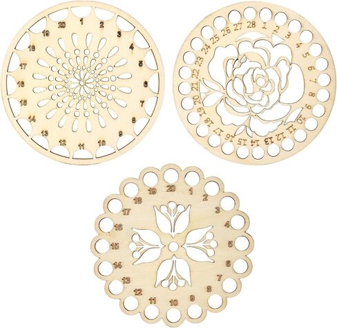 3PCS Wooden Embroidery Floss Organizer Cross Stitch Floss Holder Flower Pattern Thread Organizer with Holes for DIY Sewing Crafts Making, 3 Styles in Saudi Arabia