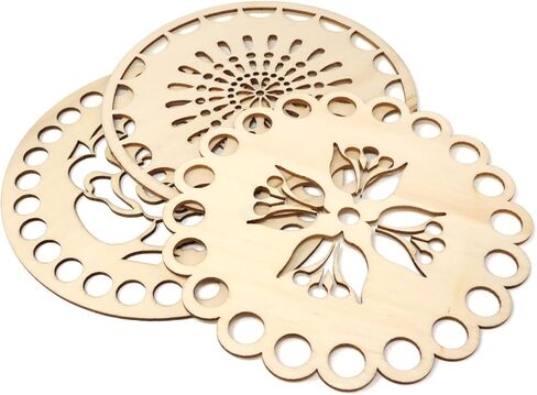 3PCS Wooden Embroidery Floss Organizer Cross Stitch Floss Holder Flower Pattern Thread Organizer with Holes for DIY Sewing Crafts Making, 3 Styles in Saudi Arabia