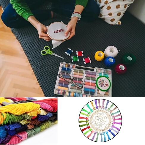 3PCS Wooden Embroidery Floss Organizer Cross Stitch Floss Holder Flower Pattern Thread Organizer with Holes for DIY Sewing Crafts Making, 3 Styles in Saudi Arabia