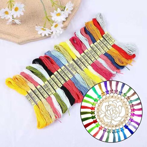 3PCS Wooden Embroidery Floss Organizer Cross Stitch Floss Holder Flower Pattern Thread Organizer with Holes for DIY Sewing Crafts Making, 3 Styles in Saudi Arabia