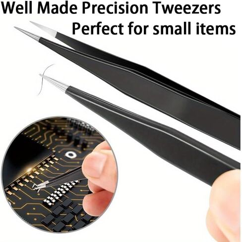 3PCS Tweezers Set - Pointed, Curved & Round Tips - Stainless Steel - Ideal for Jewelry Making, Electronics Repair & Crafts in Saudi Arabia