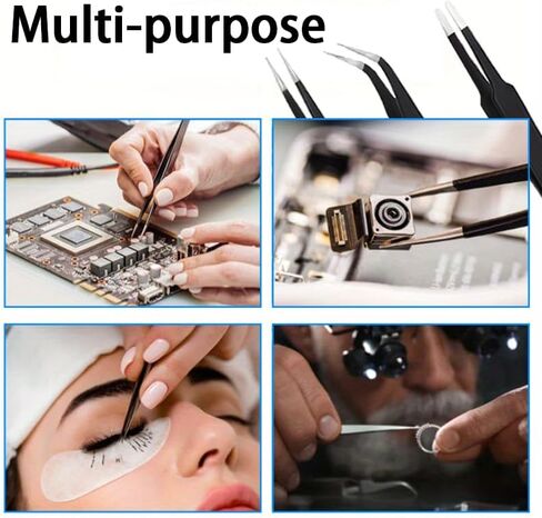 3PCS Tweezers Set - Pointed, Curved & Round Tips - Stainless Steel - Ideal for Jewelry Making, Electronics Repair & Crafts in Saudi Arabia