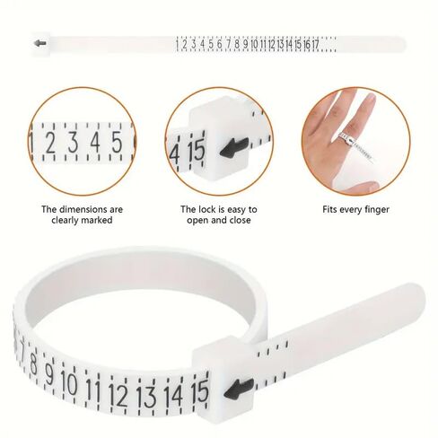 Reusable Ring Sizer Measuring Tool – Adjustable Finger Size Gauge Tape for Accurate Ring Measurement (Sizes 1-17 USA) in Saudi Arabia