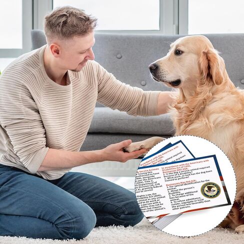 50pcs Service Dog Law Cards, ADA Service Animal Id Badge Gear Stuff Information Cards Tag Registration Certificate Print on Both Sides States Handler's Legal Rights to Uninformed Business Personnel in Saudi Arabia