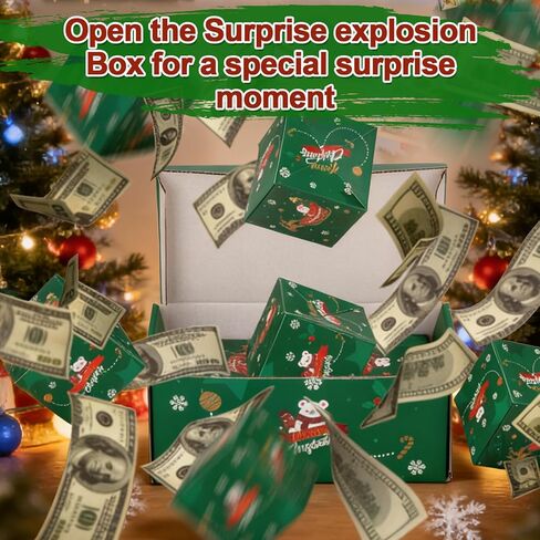 Surprise Gift Box Explosion for Money, Money Box for Cash Gift, Folding Pop-Up Explosion Gift Box, Money Gift Box for Christmas Birthday Anniversary Valentine (12 Bounces, Green) in Saudi Arabia