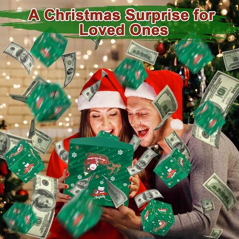Surprise Gift Box Explosion for Money, Money Box for Cash Gift, Folding Pop-Up Explosion Gift Box, Money Gift Box for Christmas Birthday Anniversary Valentine (12 Bounces, Green) in Saudi Arabia