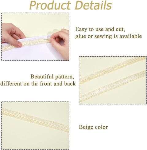 27.35 Yards Beige Lace Ribbon Braid Lace Trim Polyester Scroll Gimp Braid Trim for DIY Crafts Curtain Sofa Costume Slipcover Upholstery Sewing Home Decor in Saudi Arabia