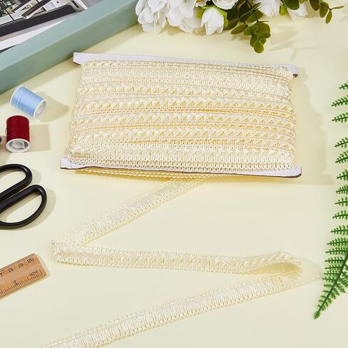 27.35 Yards Beige Lace Ribbon Braid Lace Trim Polyester Scroll Gimp Braid Trim for DIY Crafts Curtain Sofa Costume Slipcover Upholstery Sewing Home Decor in Saudi Arabia