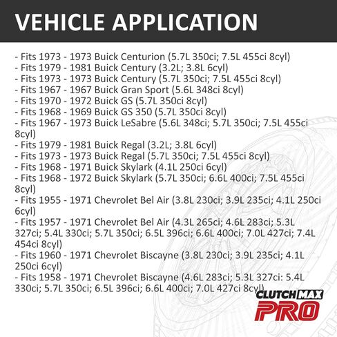 مجموعة القابض ClutchMaxPRO شديدة التحمل OEM مقاس 10.4 بوصة متوافقة مع 1963-1982 Buick Century GS Regal Chevy Camaro Caprice Corvette Malibu GMC Caballero Sprint (CP04021HD-CK) in Saudi Arabia