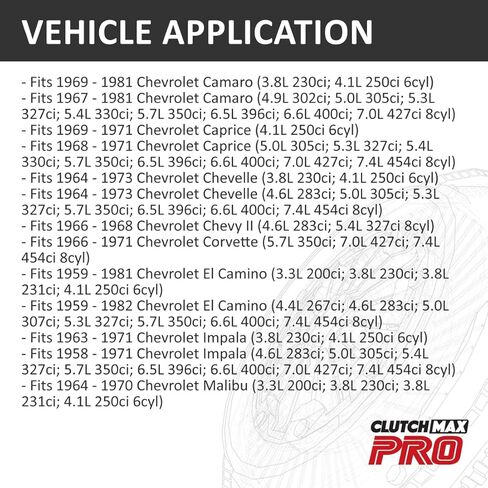 مجموعة القابض ClutchMaxPRO شديدة التحمل OEM مقاس 10.4 بوصة متوافقة مع 1963-1982 Buick Century GS Regal Chevy Camaro Caprice Corvette Malibu GMC Caballero Sprint (CP04021HD-CK) in Saudi Arabia