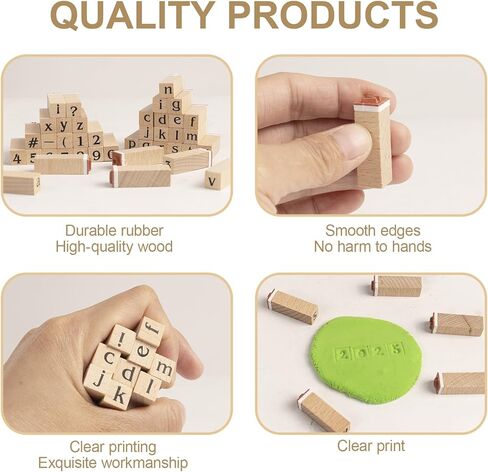 DIYOOHOMY Lowercase Letter Stamps for Clay, Wooden Alphabet Number Stamps for Pottery Clay Tools Ceramic Polymer DIY Scrapbook Card Making, 42 Pcs Vintage Lowercase Alphabet Stamp Crafting Tools in Saudi Arabia