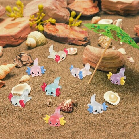 24 قطعة من الراتنج الصغير المضيء Axolotl تمثال حيوان صغير Axolotl سحر حيوانات صغيرة من الراتنج DIY لتزيين المناظر الطبيعية والحديقة وبيت الدمى وحفلات أعياد الميلاد، 8 ألوان in Saudi Arabia
