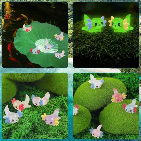 24 قطعة من الراتنج الصغير المضيء Axolotl تمثال حيوان صغير Axolotl سحر حيوانات صغيرة من الراتنج DIY لتزيين المناظر الطبيعية والحديقة وبيت الدمى وحفلات أعياد الميلاد، 8 ألوان in Saudi Arabia