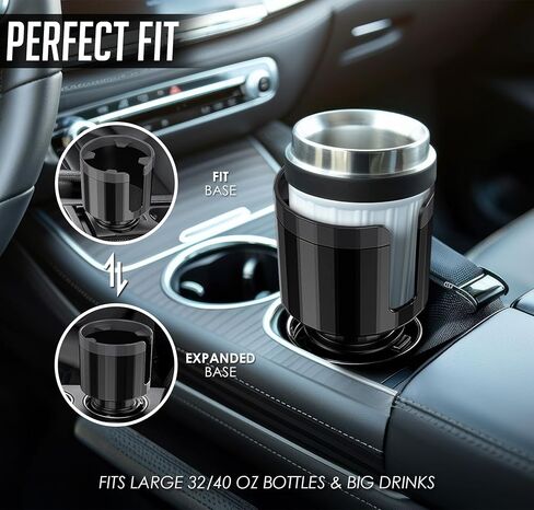 Car Cup Holder Expander for Cups, Bottles, and Travel Mugs, Compatible with Most Standard Sizes for Bottle, Prevents Spills and Tipping in Saudi Arabia