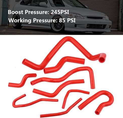 9pcs Silicone Radiator Hose Kit, Water Resistant, High Temp Resistance, for D15 D16 SOHC EG EK 1992-2000 (Red) in Saudi Arabia