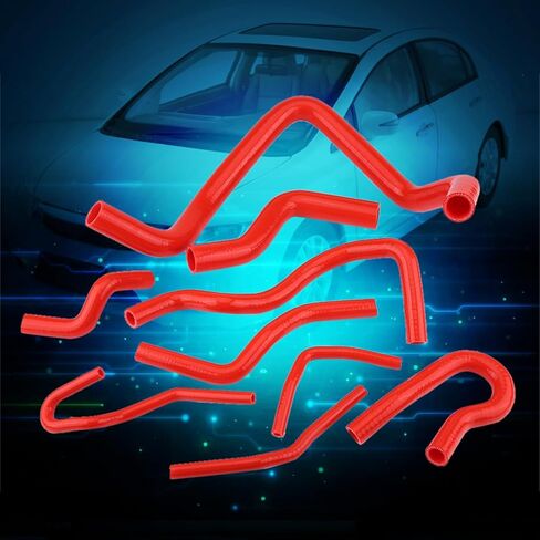 9pcs Silicone Radiator Hose Kit, Water Resistant, High Temp Resistance, for D15 D16 SOHC EG EK 1992-2000 (Red) in Saudi Arabia