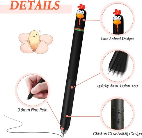 4 Pcs Chicken Pens, 0.5mm Fine Point Black Ink Writing Pen, Funny Pens for Adults, Coworker, Office, Christmas Gifts in Saudi Arabia