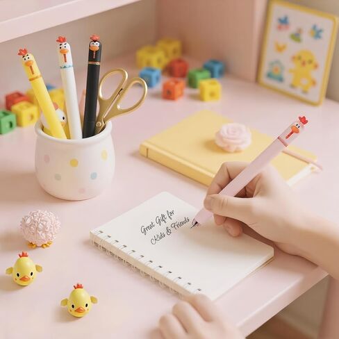 4 Pcs Chicken Pens, 0.5mm Fine Point Black Ink Writing Pen, Funny Pens for Adults, Coworker, Office, Christmas Gifts in Saudi Arabia
