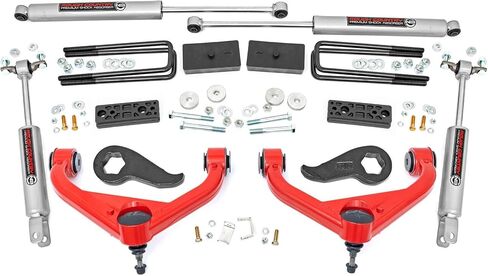 طقم رفع 3 بوصات من Rough Country لسيارة 20-24 Chevy Silverado/GMC Sierra 2500 HD- 95830RED in Kuwait
