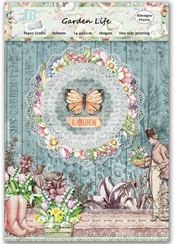 Garden Life Scrapbook Paper Pad Assorted Pattern Decoupage Cardstock Paper Single-Sided Vintage Scrapbooking DIY Decorative Cardmaking Supplies 8pcs Junk Journaling Craft Paper in Saudi Arabia