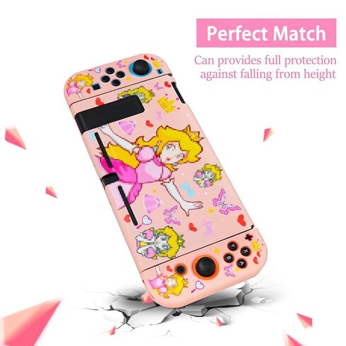 TIKOdirect Protective Case for Switch, Soft Full Skin Protective Cover with Pretty Cute Pattern, Silicone Slim Shockproof Back and Grip Case for Switch, Black in Kuwait