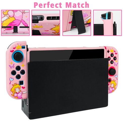 TIKOdirect Protective Case for Switch, Soft Full Skin Protective Cover with Pretty Cute Pattern, Silicone Slim Shockproof Back and Grip Case for Switch, Black in Kuwait