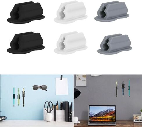 Generic 6 Pack Upgraded Pen Holder, Adhesive, Lightweight, Marker Holder, Wall Pen Holder, Pen Organizer, Stationery, Rubber, 0.35"D x 0.39"W x 0.79"H, 6 Count in Saudi Arabia