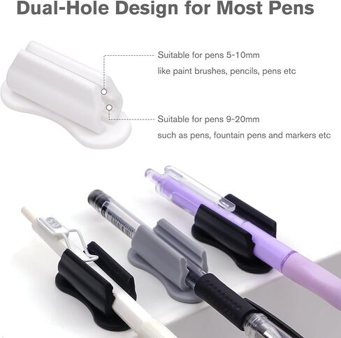 Generic 6 Pack Upgraded Pen Holder, Adhesive, Lightweight, Marker Holder, Wall Pen Holder, Pen Organizer, Stationery, Rubber, 0.35"D x 0.39"W x 0.79"H, 6 Count in Saudi Arabia