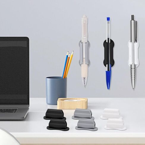 Generic 6 Pack Upgraded Pen Holder, Adhesive, Lightweight, Marker Holder, Wall Pen Holder, Pen Organizer, Stationery, Rubber, 0.35"D x 0.39"W x 0.79"H, 6 Count in Saudi Arabia