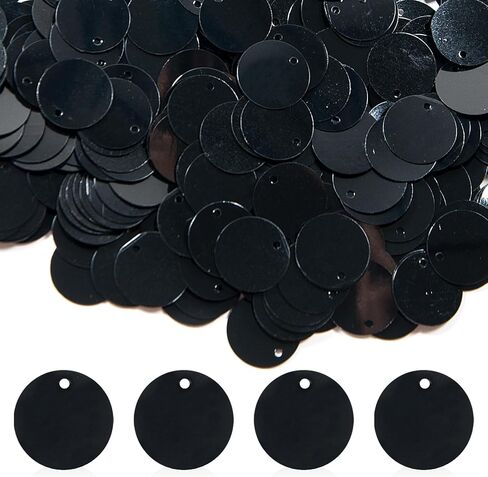 900 Pcs 20MM Bulk Loose Sequins, Flat Round Sequin Paillettes Cup Craft Sequins for Embroidery, Bridal, Applique, Arts, Crafts, and Embellishment,(Black) in Saudi Arabia