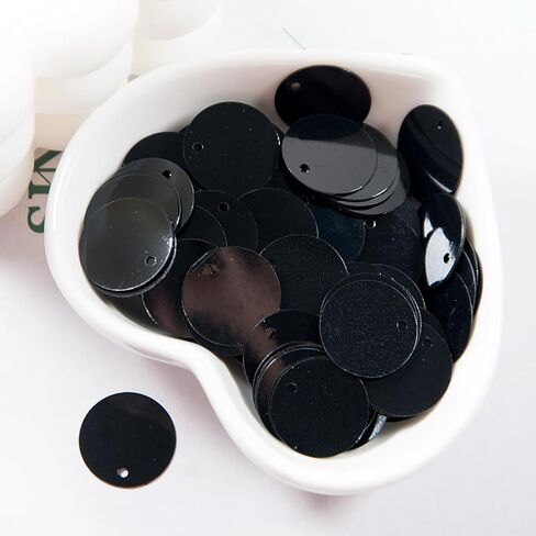900 Pcs 20MM Bulk Loose Sequins, Flat Round Sequin Paillettes Cup Craft Sequins for Embroidery, Bridal, Applique, Arts, Crafts, and Embellishment,(Black) in Saudi Arabia