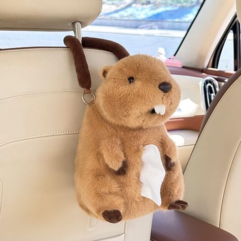 Cute Pig Car Tissue Box Holder, Plush Animal Car Organizer with Buckle, Cartoon Paper Cover Holder Napkin Box for Car Home (Pig) in Saudi Arabia