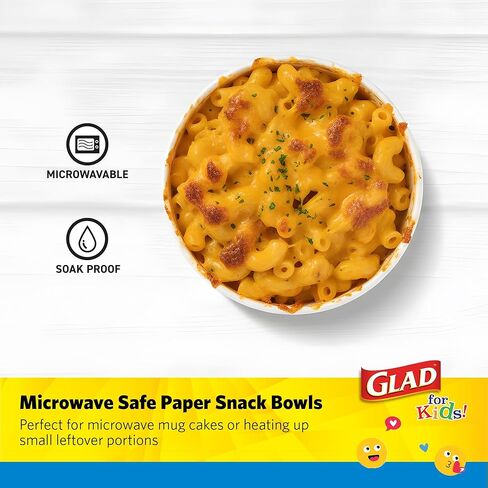 أوعية الوجبات الخفيفة الصغيرة الورقية المطبوعة من Glad for Kids، الأغطية غير متضمنة - أكواب الوجبات الخفيفة للاستعمال مرة واحدة مع رموز تعبيرية للأطفال شديدة التحمل، 6 أونصة، 20 قيراط in Kuwait