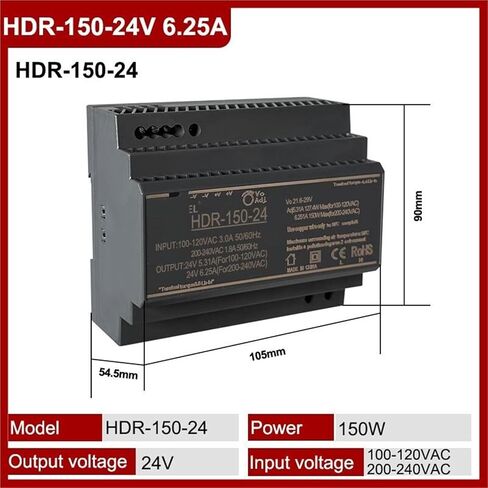 1pcs 15W 30W 60W 100W 150W Ultrathin Switching Power Supply 5V 15V 12V 24V HDR DIN Rail Mounting Transformer(HDR-150-24V) in Saudi Arabia