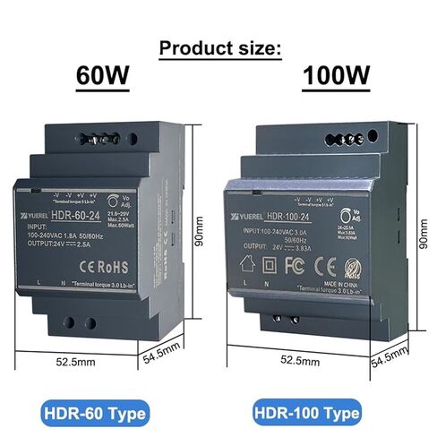 1pcs 15W 30W 60W 100W 150W Ultrathin Switching Power Supply 5V 15V 12V 24V HDR DIN Rail Mounting Transformer(HDR-150-24V) in Saudi Arabia
