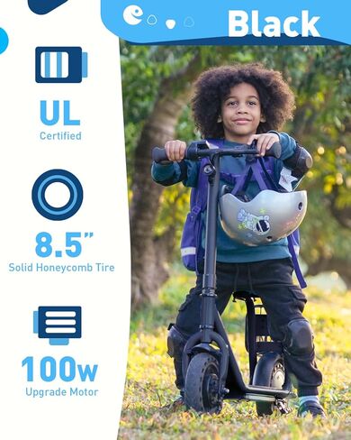 Hiboy ES1/Q2 Lite Electric Scooter with Seat for Kids Ages 4–10, LED Lights, UL Certified, 6.5–9.3 MPH, 40–100W Motor, Easy Control in Kuwait