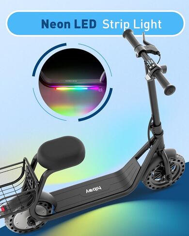 Hiboy ES1/Q2 Lite Electric Scooter with Seat for Kids Ages 4–10, LED Lights, UL Certified, 6.5–9.3 MPH, 40–100W Motor, Easy Control in Kuwait