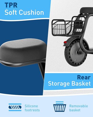 Hiboy ES1/Q2 Lite Electric Scooter with Seat for Kids Ages 4–10, LED Lights, UL Certified, 6.5–9.3 MPH, 40–100W Motor, Easy Control in Kuwait