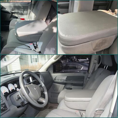 AUTOKAY Armrest Center Console Leather Synthetic Cover Skin for Dodge Ram 2002-2008 … (Gray) in Saudi Arabia