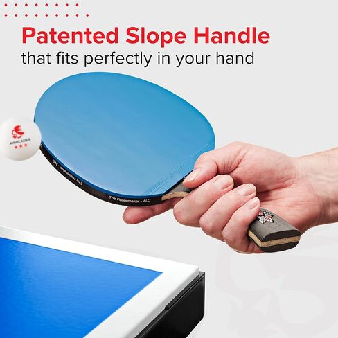 The Peace Maker ALC - مجداف بينج بونج الاحترافي (للأولاد باللون الأزرق) - مضرب تنس طاولة من ألياف الكربون ينتج أقصى قدر من الدوران والتحكم لجميع المستويات - حقيبة حمل صلبة ومقبض مريح. in Kuwait