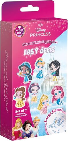 DIAMOND ART CLUB Easy Gems Stickers - Princess Diamond Painting Stickers Kit, Diamond Art Stickers for Beginners, Fun DIY Crafts for Adults, 2" x 2" (Pack of 7) in Saudi Arabia