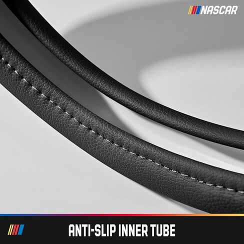 غطاء عجلة القيادة NASCAR، خليط جلدي أسود بلونين، أغطية توجيه عالمية مقاس 14.5 بوصة - 15.5 بوصة للسيارات، مضادة للانزلاق، قبضة ناعمة، خالية من الروائح، الشاحنات وسيارات الدفع الرباعي، ترقية داخلية لنمط السباق in Kuwait