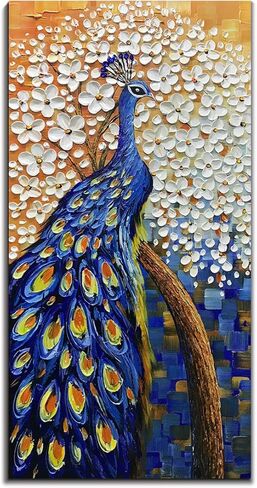 Yotree Paintings, 24x48 Inch Wall Art Oil Hand Painting Gold-silver Tree Painting 3D Hand-Painted On Canvas Abstract Artwork Art Wood Inside Framed Hanging Wall Decoration Abstract Painting in Saudi Arabia
