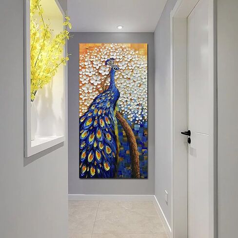 Yotree Paintings, 24x48 Inch Wall Art Oil Hand Painting Gold-silver Tree Painting 3D Hand-Painted On Canvas Abstract Artwork Art Wood Inside Framed Hanging Wall Decoration Abstract Painting in Saudi Arabia