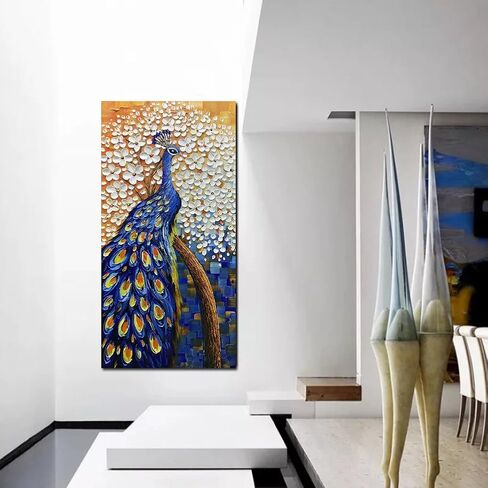 Yotree Paintings, 24x48 Inch Wall Art Oil Hand Painting Gold-silver Tree Painting 3D Hand-Painted On Canvas Abstract Artwork Art Wood Inside Framed Hanging Wall Decoration Abstract Painting in Saudi Arabia