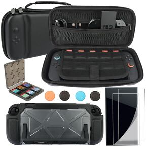 إكسسوارات لملحقات حزمة الأسرة لنظام ألعاب نينتندو سويتش OLED، حقيبة حمل وواقي شاشة، 4 عبوات مقابض جوي كون وعجلات القيادة، غطاء حافظة، حامل حامل، شاحن جوي كون ومور سويتش أوليد in Kuwait