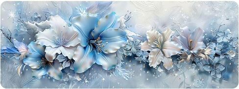 Leather Flower Desk Pad, Colorful Art Mouse Pad Large Computer Keyboard Gaming Mousepad Waterproof Desktop Protector & Cover, Decorative PU Leather Laptop Mouse Mat Home Office Decor 10 x 25.6 inch C4 in Saudi Arabia