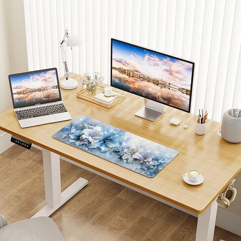 Leather Flower Desk Pad, Colorful Art Mouse Pad Large Computer Keyboard Gaming Mousepad Waterproof Desktop Protector & Cover, Decorative PU Leather Laptop Mouse Mat Home Office Decor 10 x 25.6 inch C4 in Saudi Arabia