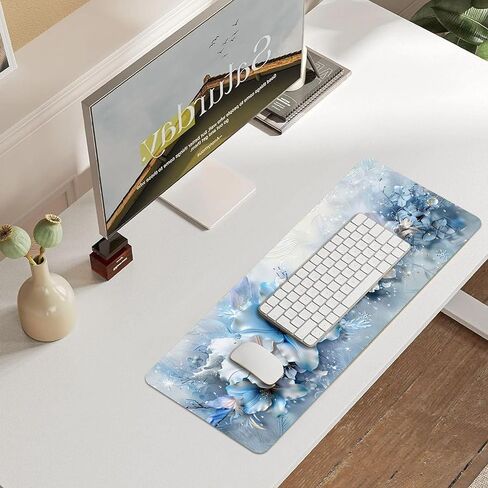 Leather Flower Desk Pad, Colorful Art Mouse Pad Large Computer Keyboard Gaming Mousepad Waterproof Desktop Protector & Cover, Decorative PU Leather Laptop Mouse Mat Home Office Decor 10 x 25.6 inch C4 in Saudi Arabia