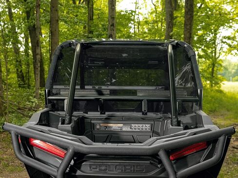 SuperATV Heavy-Duty Rear Windshield for 2016-2021 Polaris RZR XP Turbo/XP 4 Turbo | 1/4" Thick Dark Tint Polycarbonate 250x Stronger Than Glass | Snug, Rattle-Free Fit | USA Made in Saudi Arabia